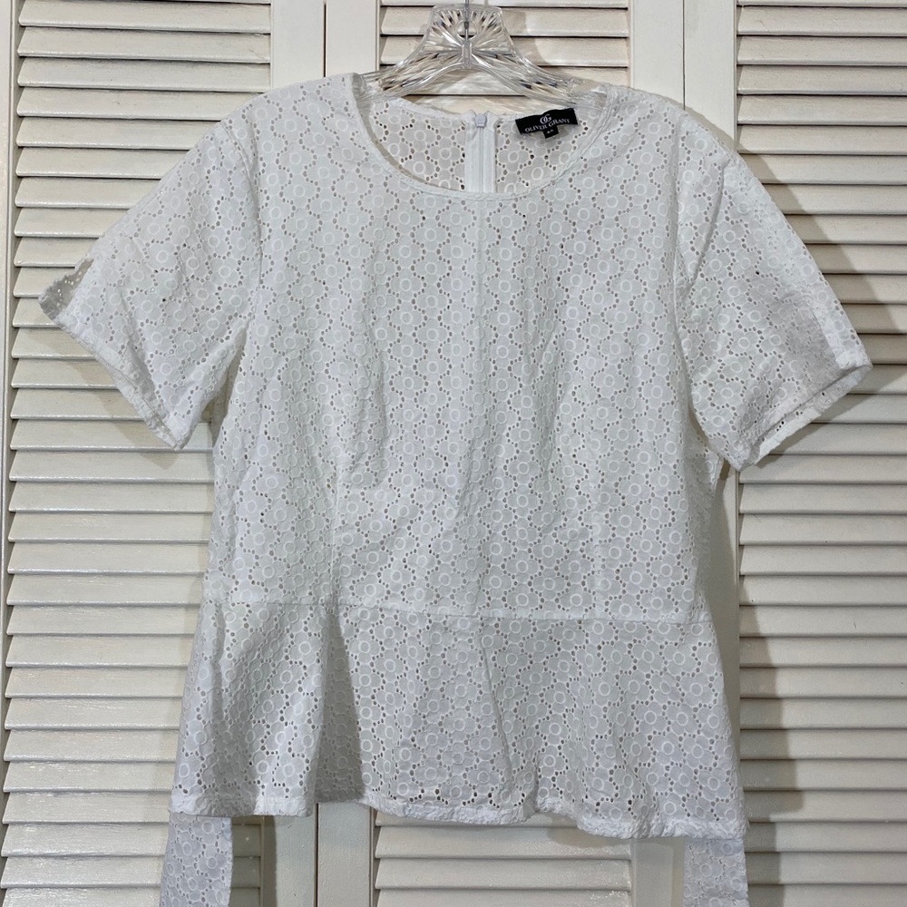Oliver Grant Floral Eyelet Peplum Top